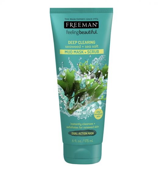 Clearing Seaweed + Sea Salt Mud Mask + Scrub Máscara facial detox freeman